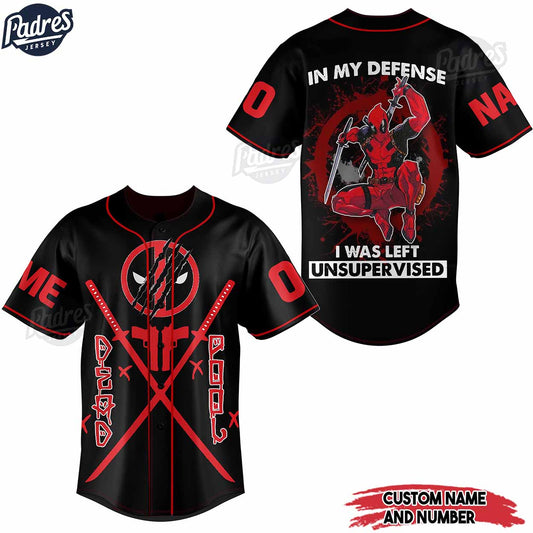 Dead Pool In My Defense I Was Left Unsupervised Custom Baseball Jersey - Padres Jersey Oasis: Elevate Your... (Image 1)