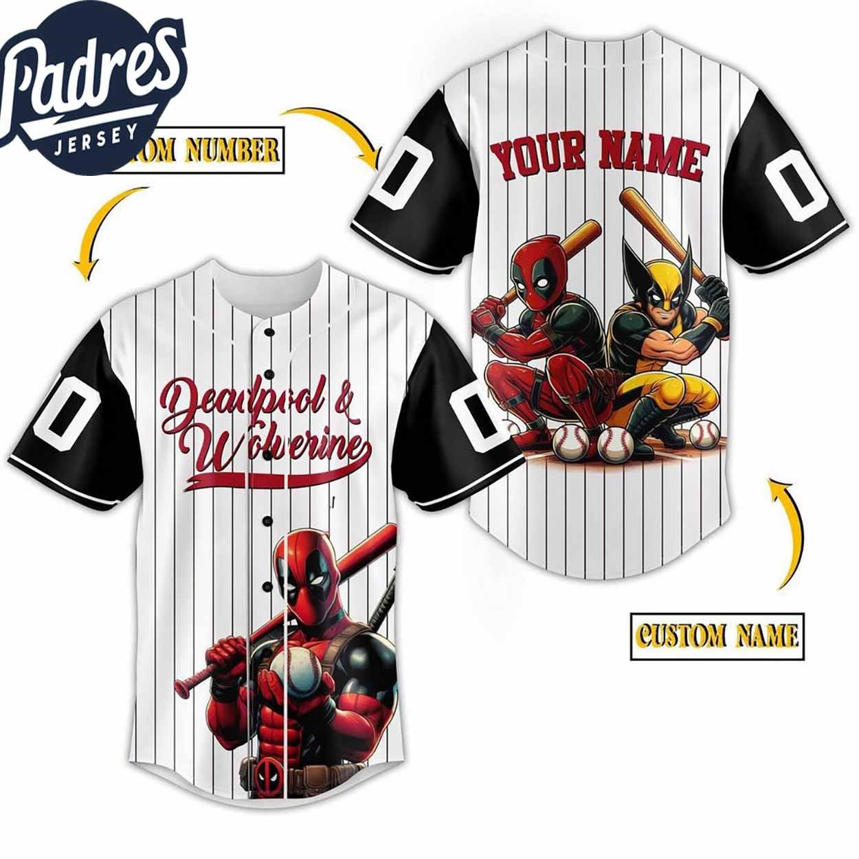 Deadpool And Wolverine 2024 X-Men Baseball Jersey - Padres Jersey Oasis: Elevate Your Baseball Style Game... (Image 1)