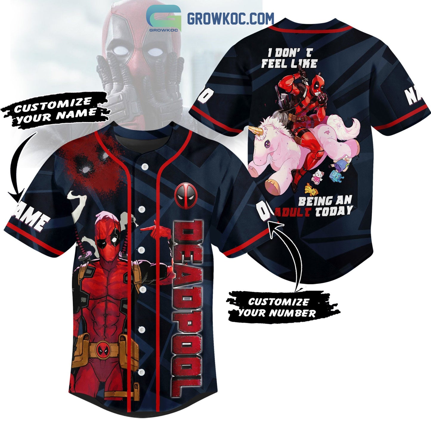 Deadpool I Don’t Feel Like Being An Adult Today Personalized Baseball Jersey