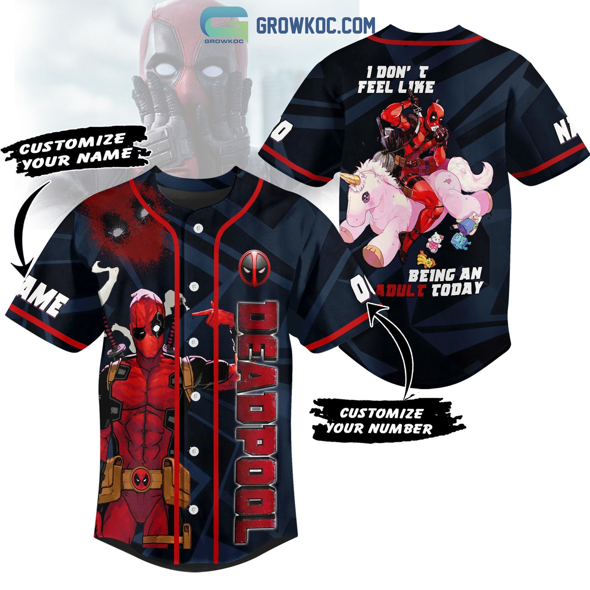 Deadpool I Don’t Feel Like Being An Adult Today Personalized Baseball Jersey