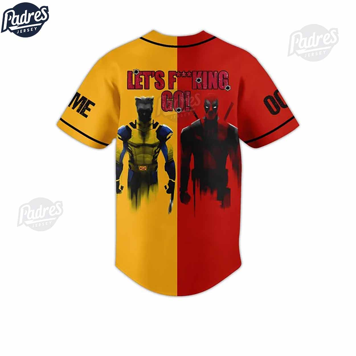 Deadpool & Wolverine Let's Fucking Go Custom Baseball Jersey Style - Padres Jersey Oasis: Elevate Your Baseball... (Image 3)