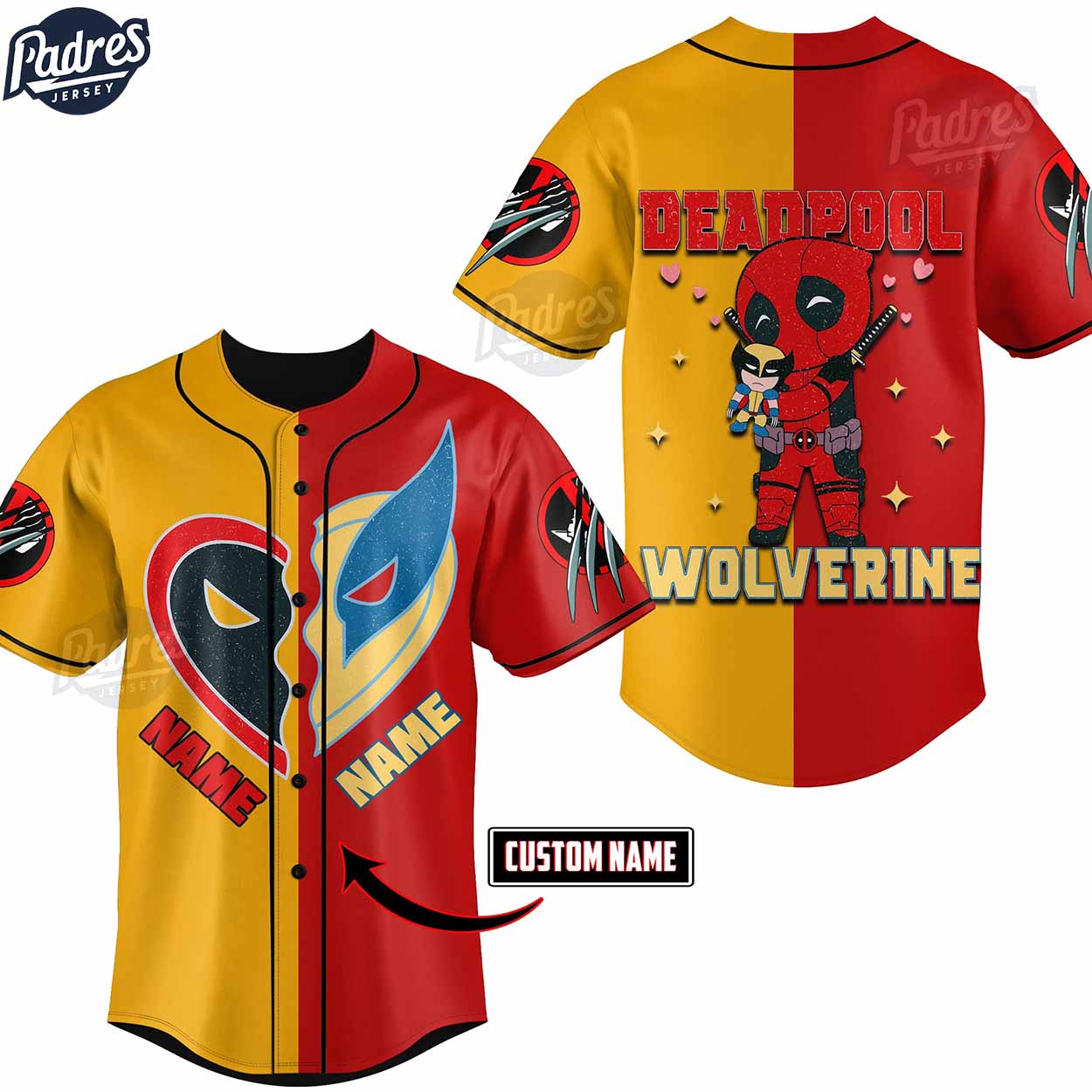 Deadpool & Wolverine Valentine Day Custom Baseball Jersey - Padres Jersey Oasis: Elevate Your Baseball Style... (Image 1)
