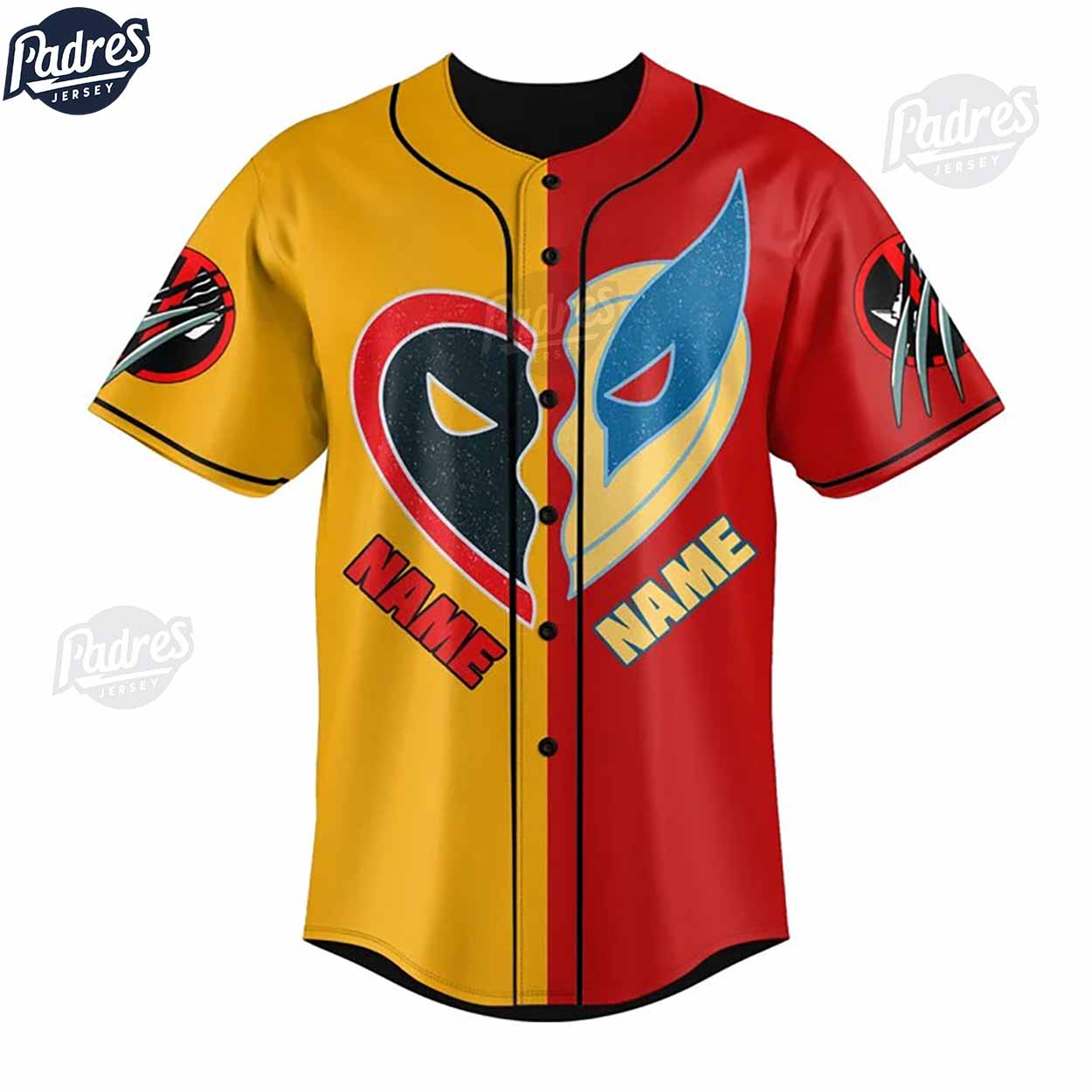 Deadpool & Wolverine Valentine Day Custom Baseball Jersey - Padres Jersey Oasis: Elevate Your Baseball Style... (Image 2)