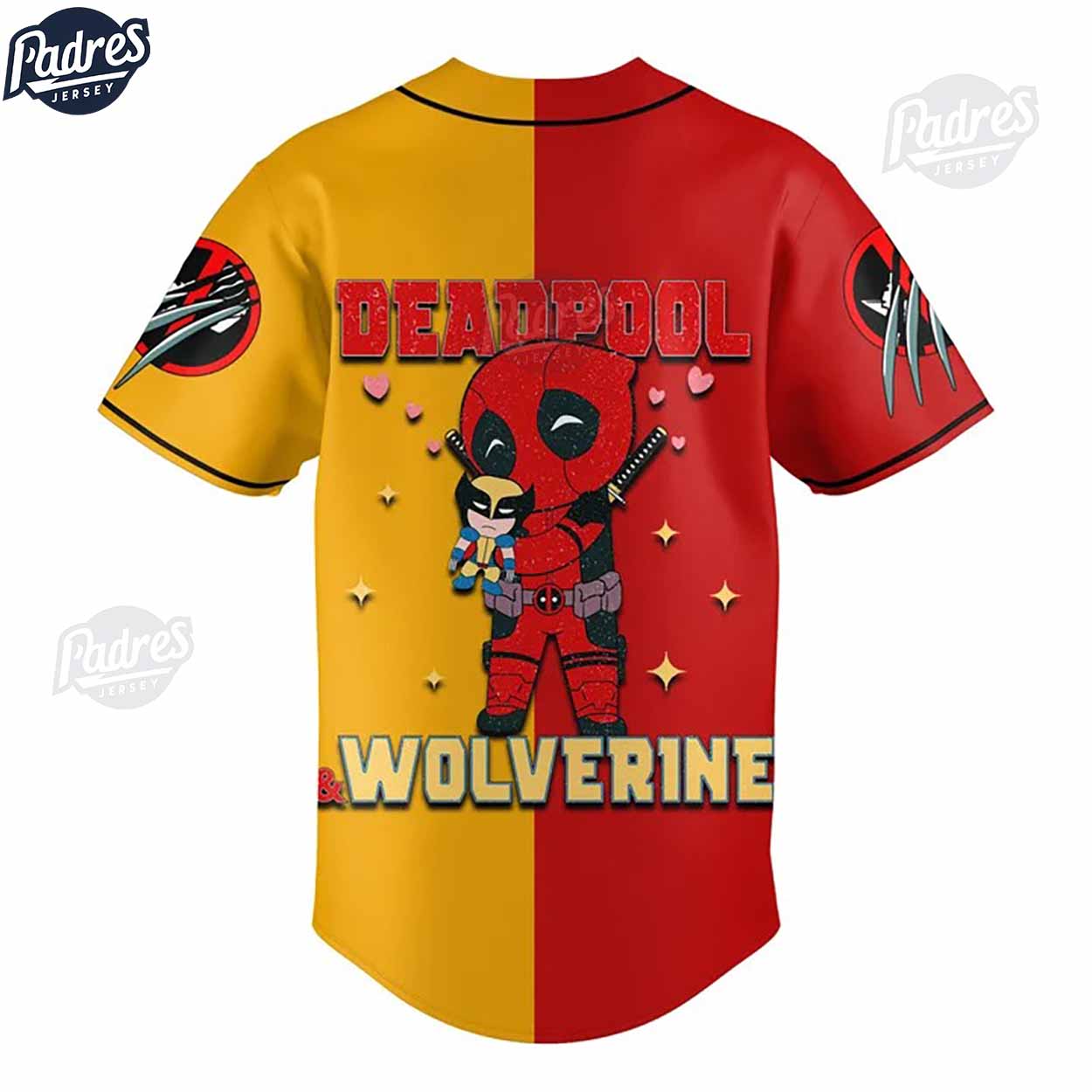 Deadpool & Wolverine Valentine Day Custom Baseball Jersey - Padres Jersey Oasis: Elevate Your Baseball Style... (Image 3)