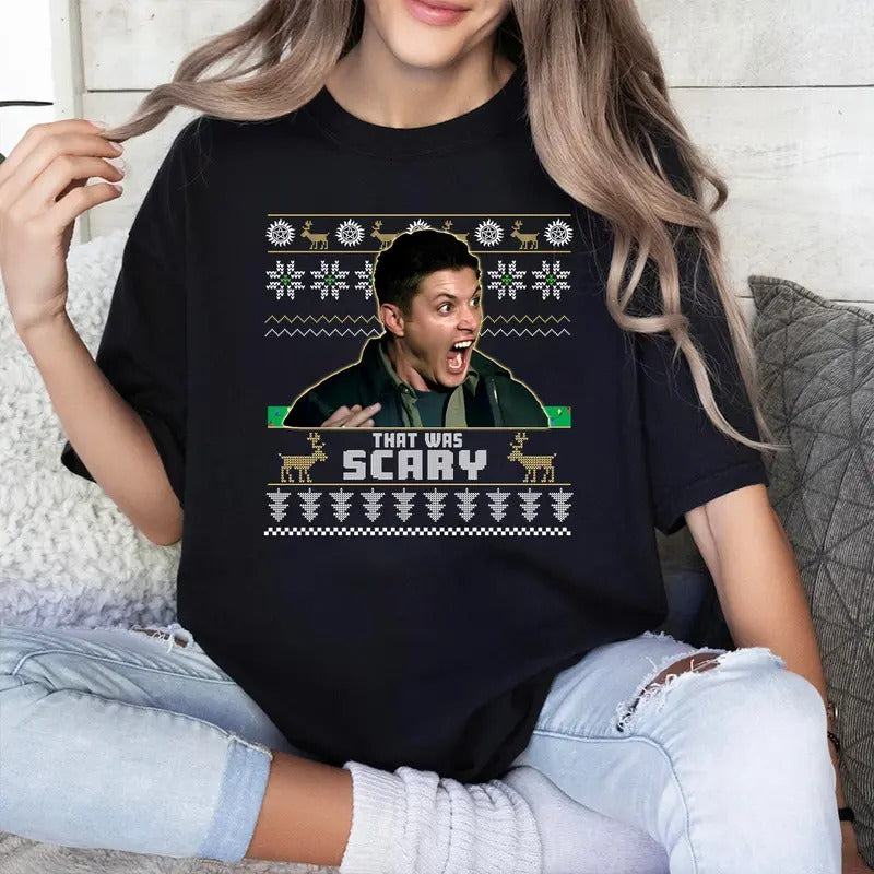 Dean  That Was Scary Christmas T shirt, Supernatural T Shirt, Supernatural Vintage T Shirt, Gift For Woman and Man Unisex...