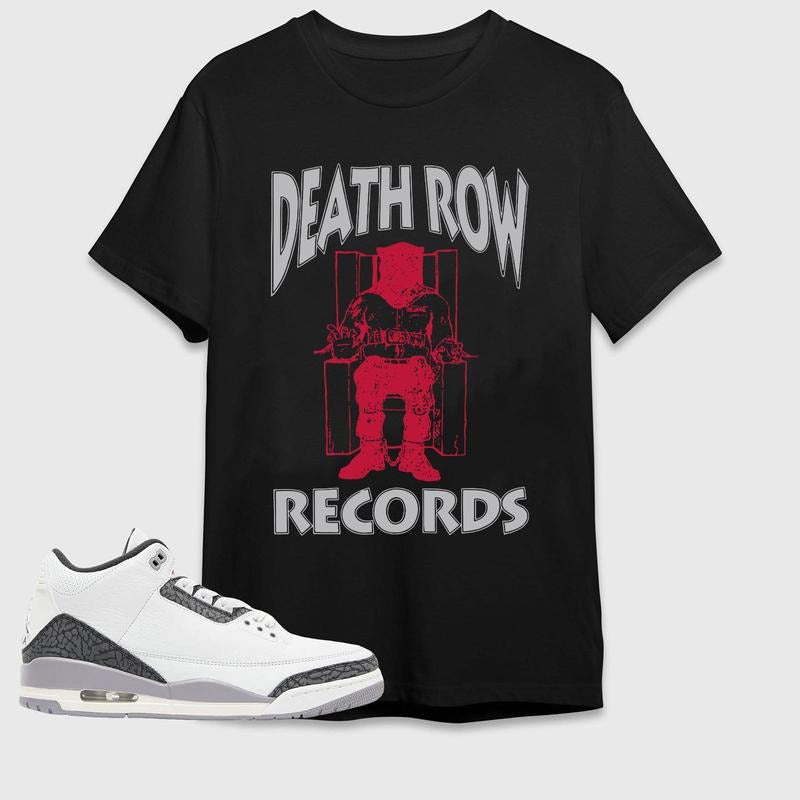 DeathRow Records 2, 3 Cement Grey Unisex Shirt, Shirt To Match Sneaker, Hiphop Rap Tee Cotton Menswear Top Hoodie, Sweatshirt