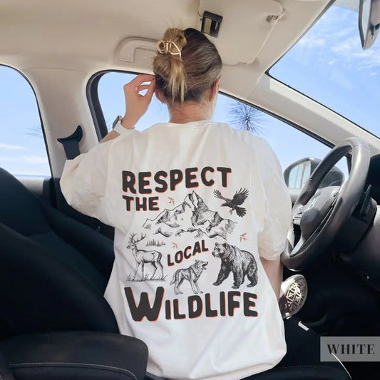 Respect The Local Wildlif T-Shirt, Gift For Nature/Animal/Forest/Hiking/Camping Lover, Rustic Retro...