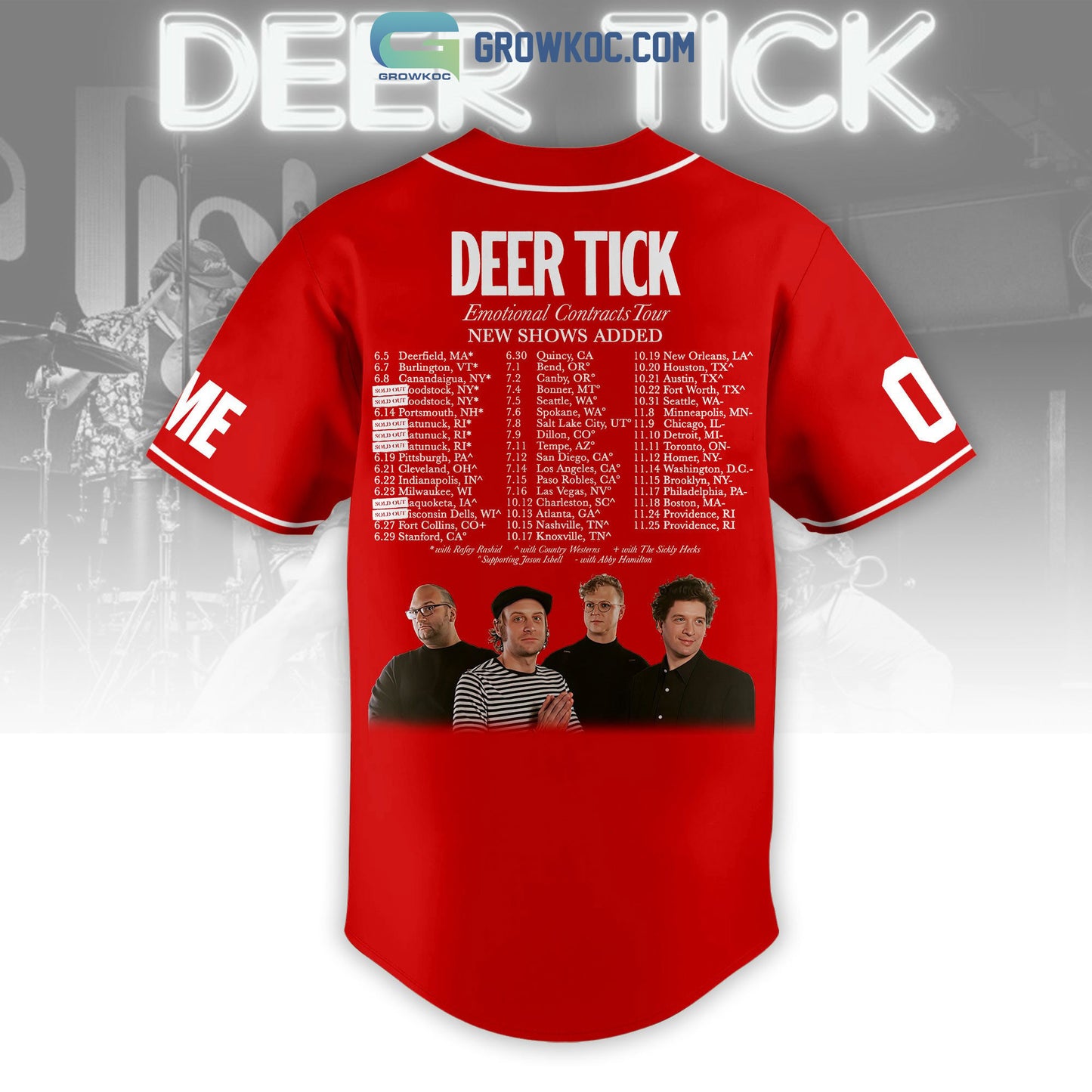 Deer Tick Emotional Contracts Tour Personalized Red Design Baseball Jersey