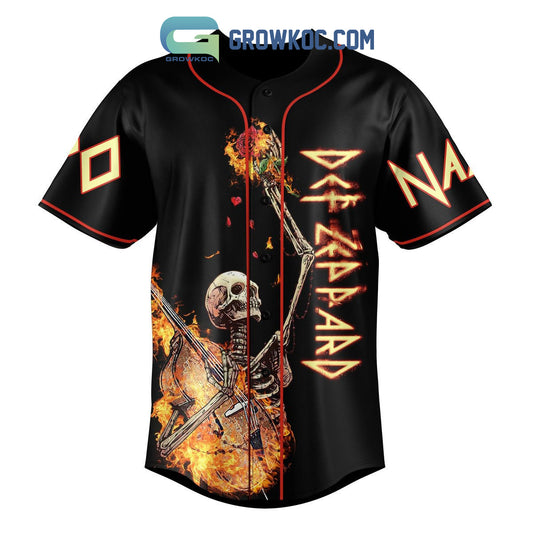 Def Leppard Guitar On Fire Personalized Baseball Jersey