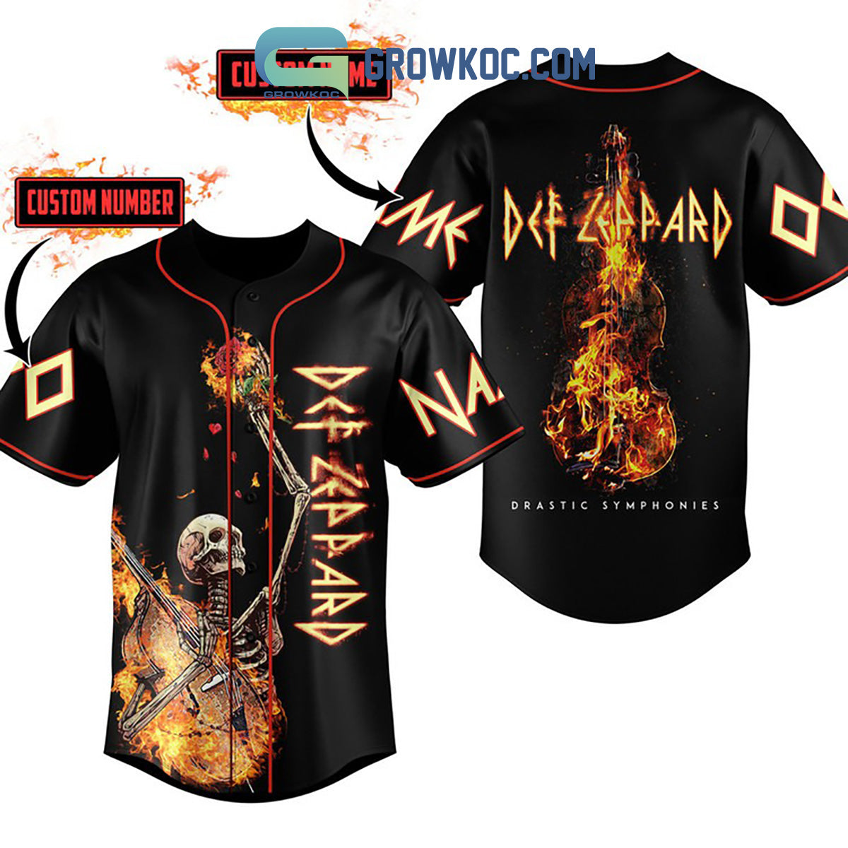 Def Leppard Guitar On Fire Personalized Baseball Jersey