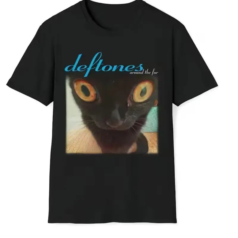 Deftones around the fur cat band Vtg Black Men Black Tee Shirt , Unisex Best Gift Birthday Hoodie, Sweatshirt