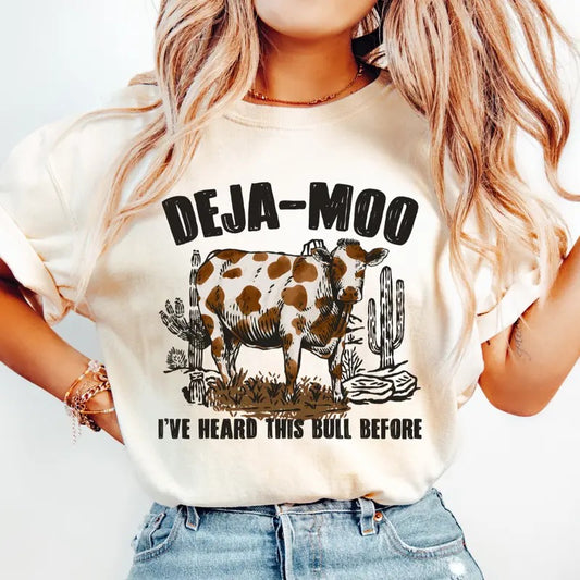 Deja Moo T-Shirt, Heard this Bull Before shirt, Country Western Shirt, Retro Vintage Cowgirl tee, Cowgirl Shirt, Cowgirl...