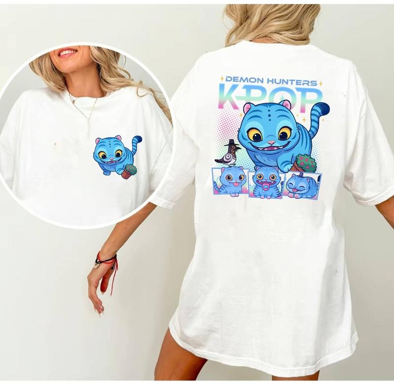 Demon Hunter Tiger 2 Sides Shirt, Derpy the Tiger And Bird Demon Hunter Tiger Tee, Hunters Tiger fan, Kpop Saja Boys...