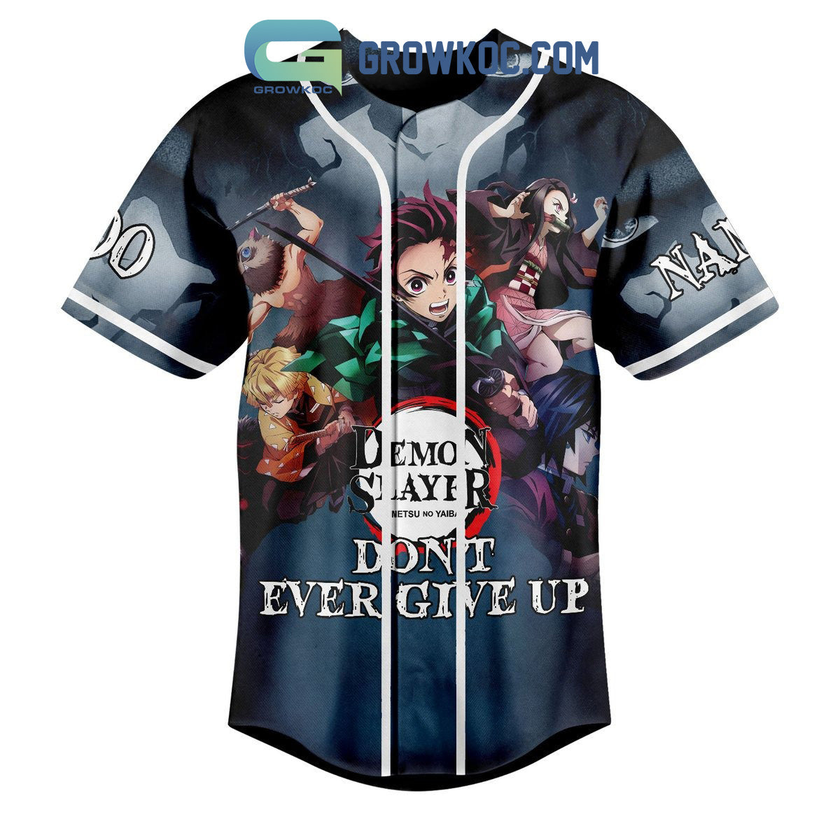 Demon Slayder Don’t Ever Give Up Personalized Baseball Jersey