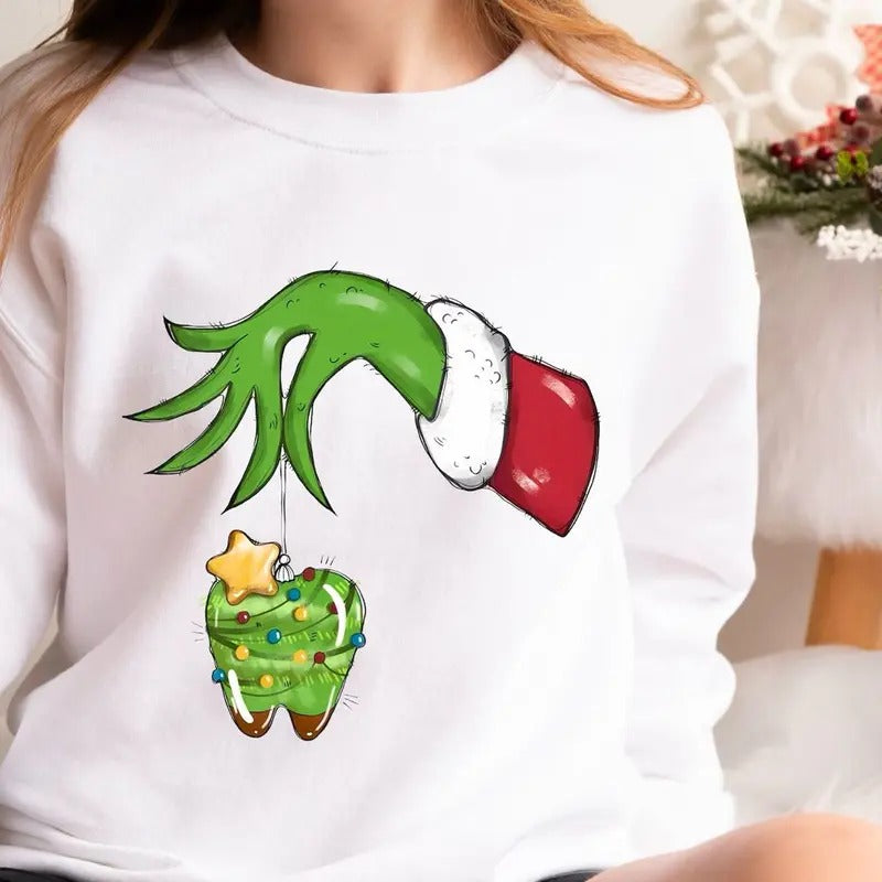 Dentist Christmas Sweatshirt, Funny Christmas Lights Tooth Shirt, Dental Squad Shirt for Christmas Sweatshirt, Dental...