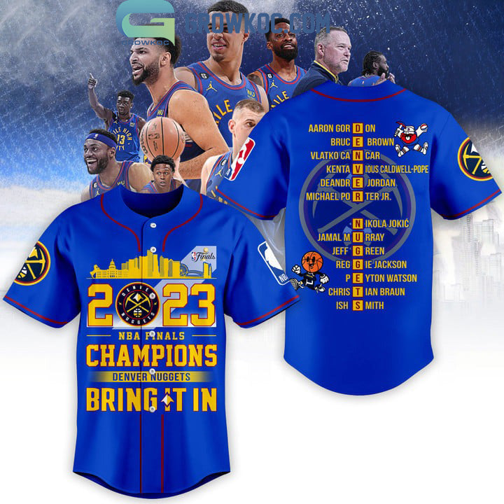 Denver Nuggets 2023 NBA Finals Champions Blue Design Baseball Jersey