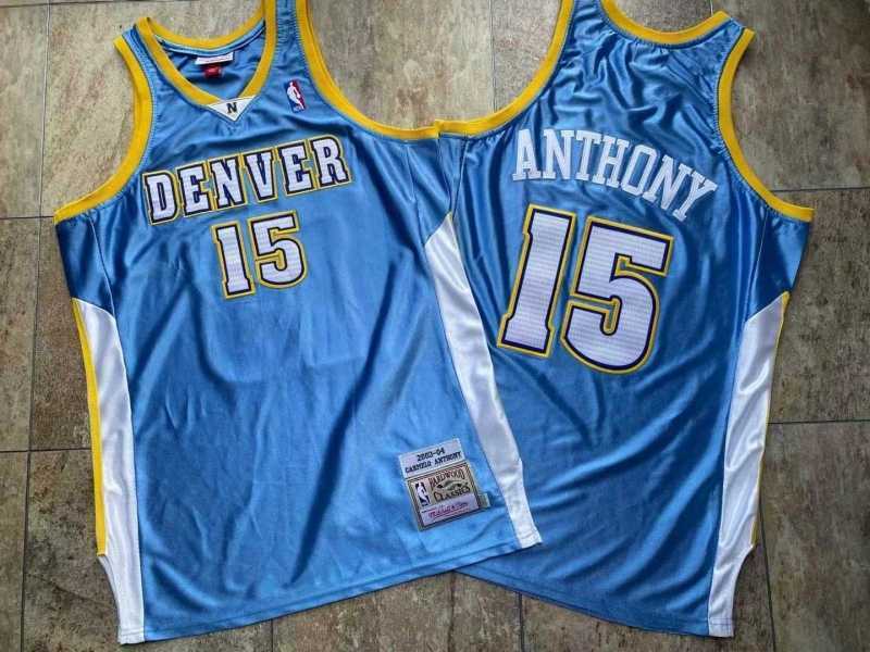 Denver Nuggets #15 Carmelo Anthony mitchell&ness Nuggets 15 # Anthony 03-04 Retro Blue Jersey Style 3