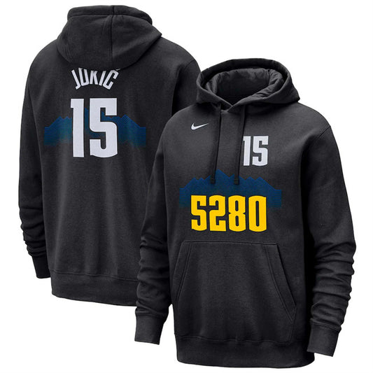 Denver Nuggets #15 Nikola Jokic Black 2023 24 City Edition Name & Number Pullover