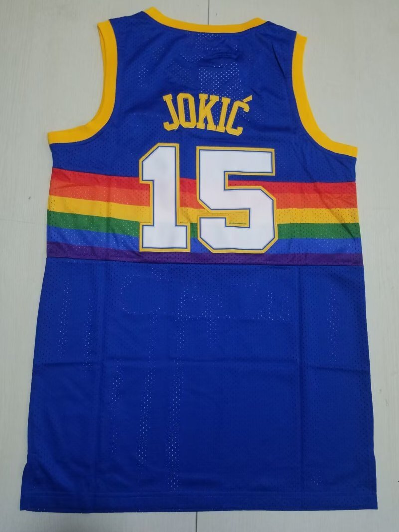 Denver Nuggets #15 Nikola Jokic Nuggets 15 Retro Blue s-xxl Style 1