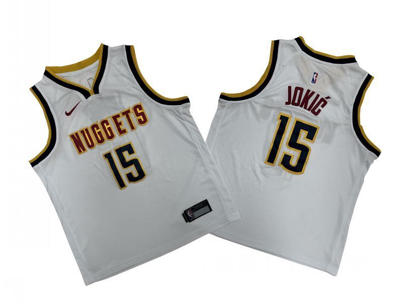 Denver Nuggets #15 Nikola Jokic Nuggets 15 # White Fan Edition Youth - Nikola . Jokic