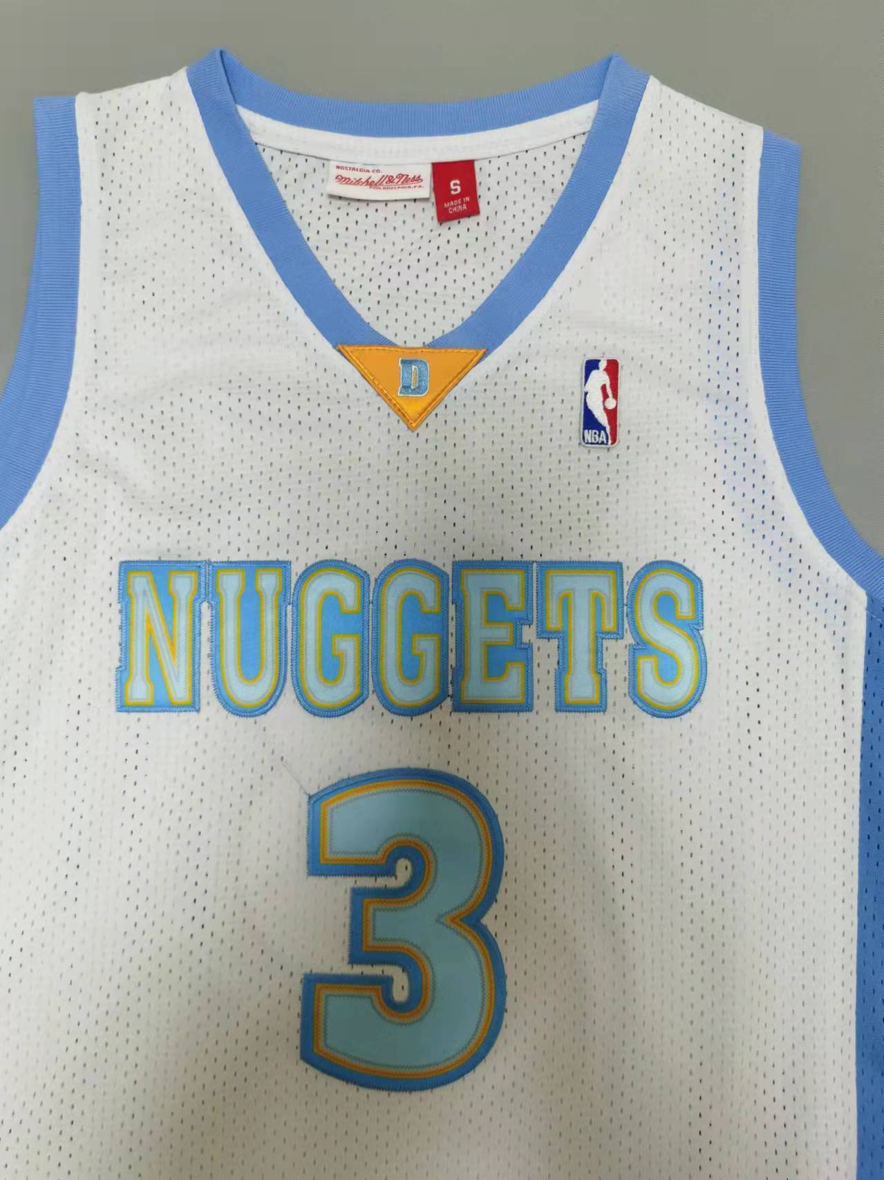 Denver Nuggets #3 Iverson throwback jersey white Style 1