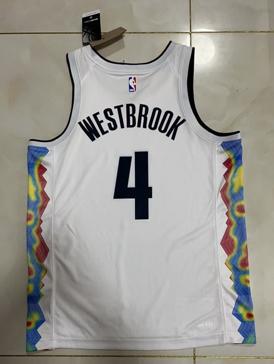 Denver Nuggets #4 Russell Westbrook 25 Nuggets City White Style 1