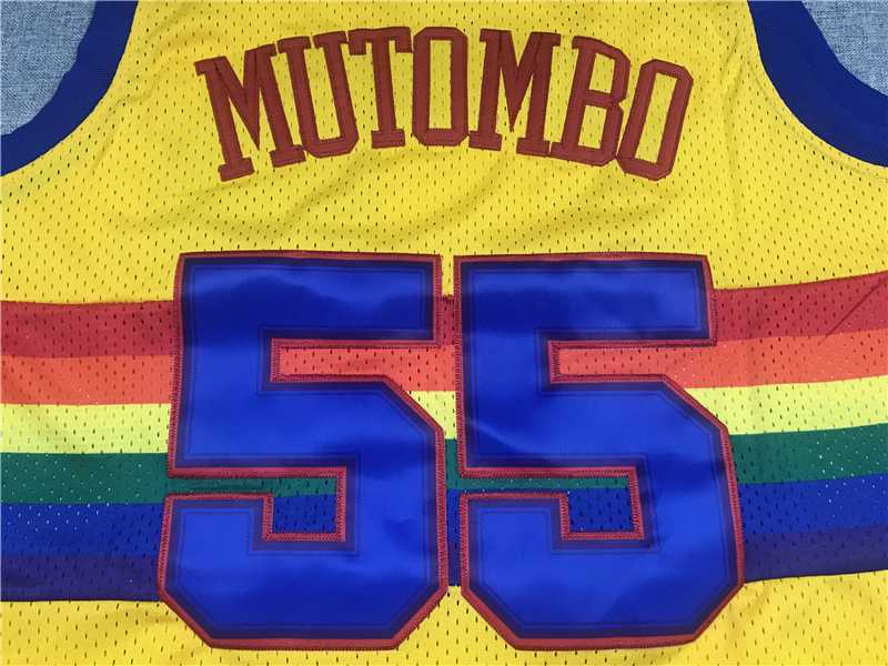 Denver Nuggets #55 Dikembe Mutombo Nuggets 55 Retro Yellow Edition Style 1