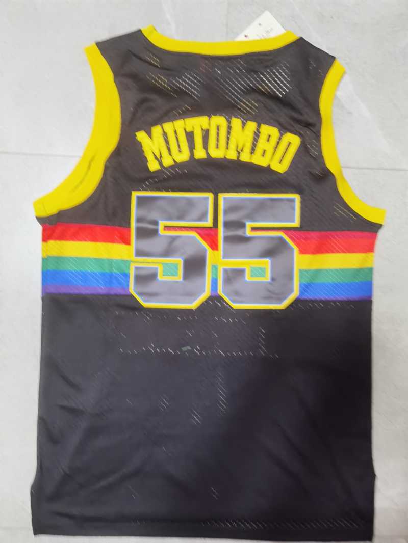 Denver Nuggets #55 Dikembe Mutombo Nuggets 55 # Black Retro Edition Jersey Style 1