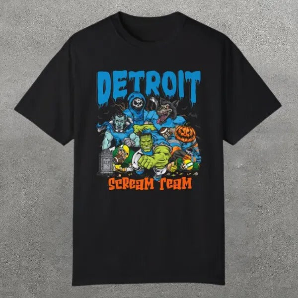 Detroit Football Vintage 90s Graphic Tee, Detroit Shirt Scream Team, Halloween Football Shirt, Vintage Sport Tee,...