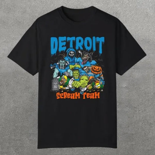 Detroit Football Vintage 90s Graphic Tee, Detroit Shirt Scream Team, Halloween Football Shirt, Vintage Sport Tee,...