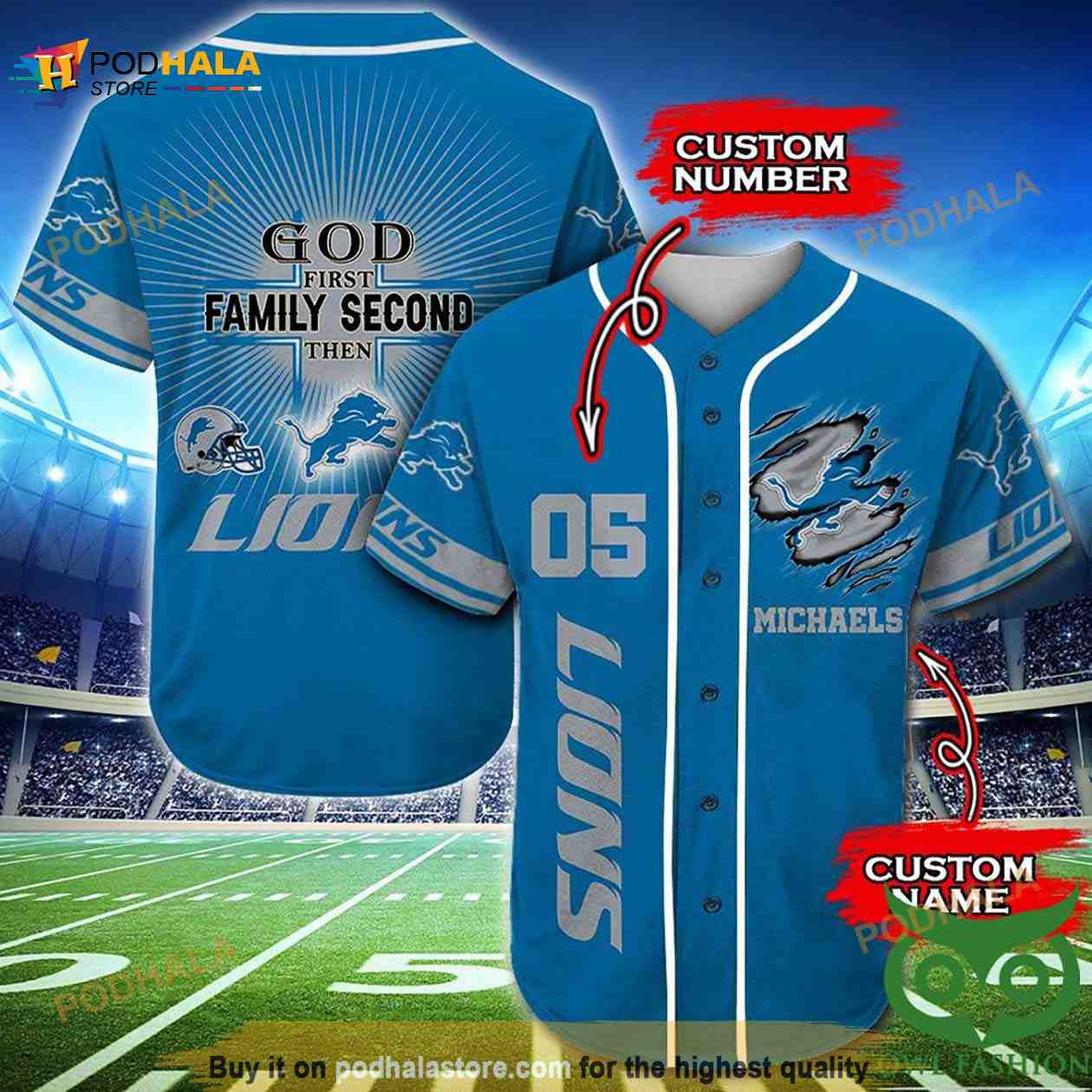 Detroit Lions 3D Baseball Jersey Personalized Gift, Custom Name Number