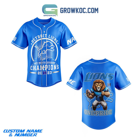 Detroit Lions NFC North Champs 2023 Pride Personalized Baseball Jersey