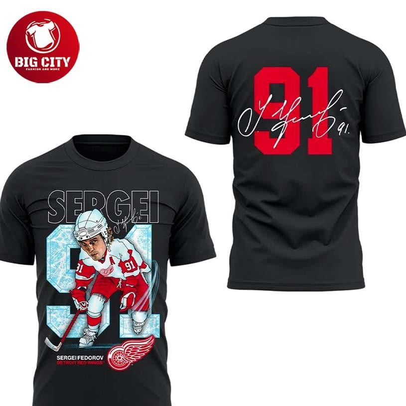 Detroit Red Wings Fedorov 91 Forever Two Sided Shirt