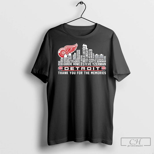 Detroit Red Wings Players Names City Skyline Thank You For The Memories T Shirts