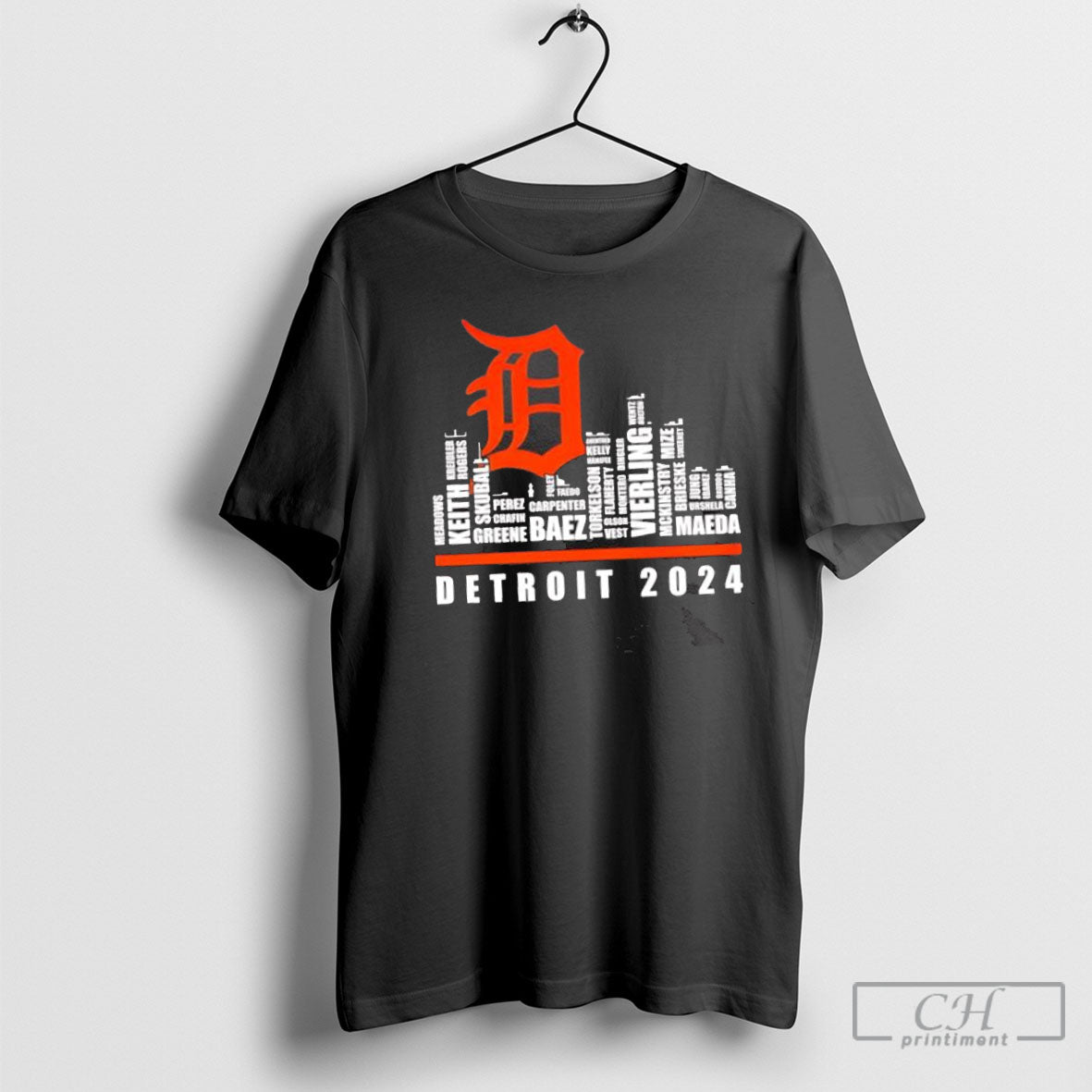Detroit Tigers 2024 Baseball Skyline Players Names
