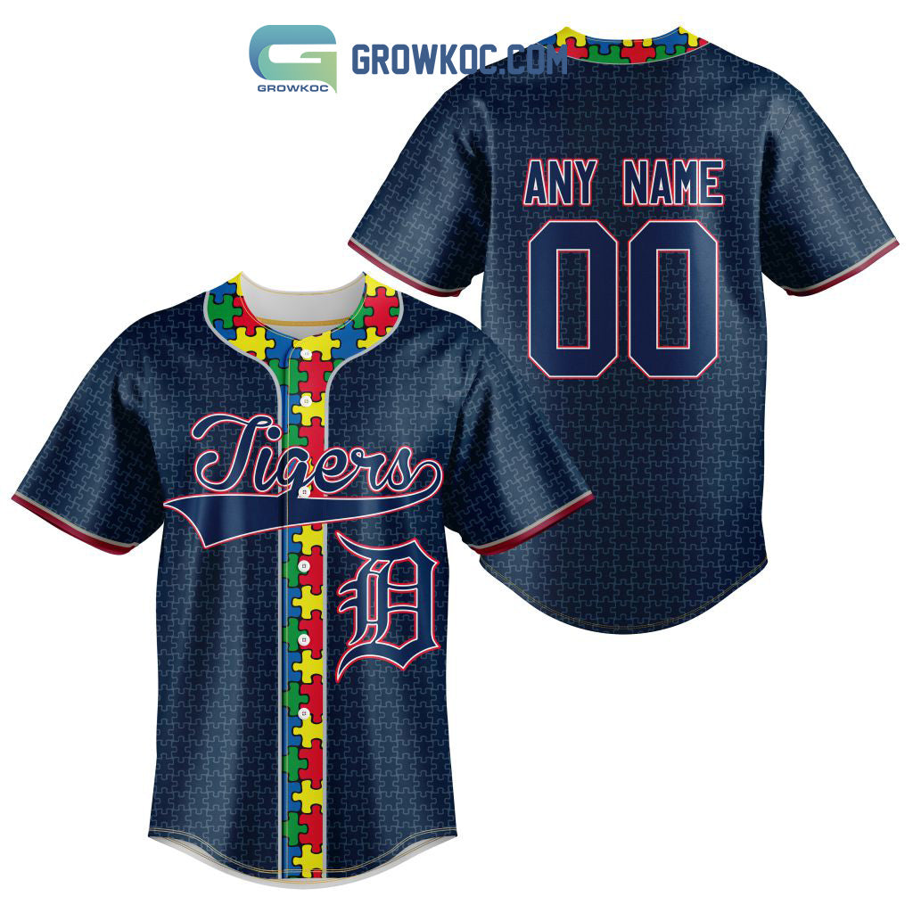 Detroit Tigers MLB Fearless Against Autism Personalized Baseball Jersey