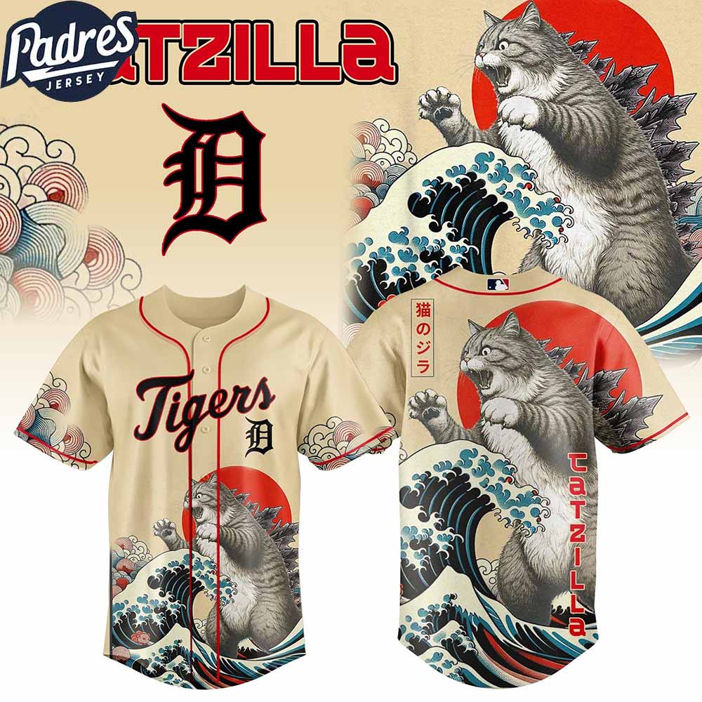 Detroit Tigers MLB X Catzilla Personalized Baseball Jersey - Padres Jersey Oasis: Elevate Your Baseball Style Game...