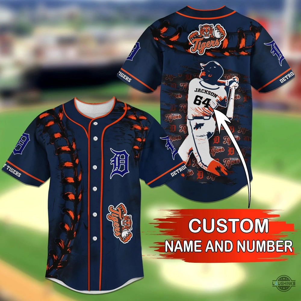 Detroit Tigers Mlb Personalized Name Number Baseball Jersey Shirt All Over Printed Tigers Uniform Jerseys Near Me 2023 Custom Gift For Fans