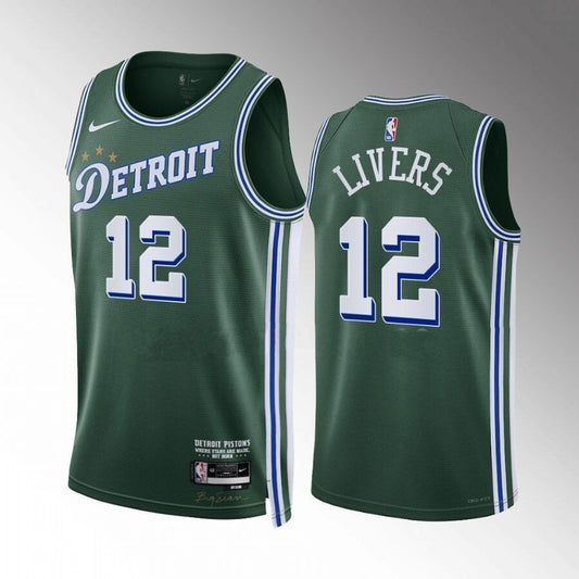 Detroit Pistons #12 Isaiah Livers-2022-23-city-edition-green-jersey