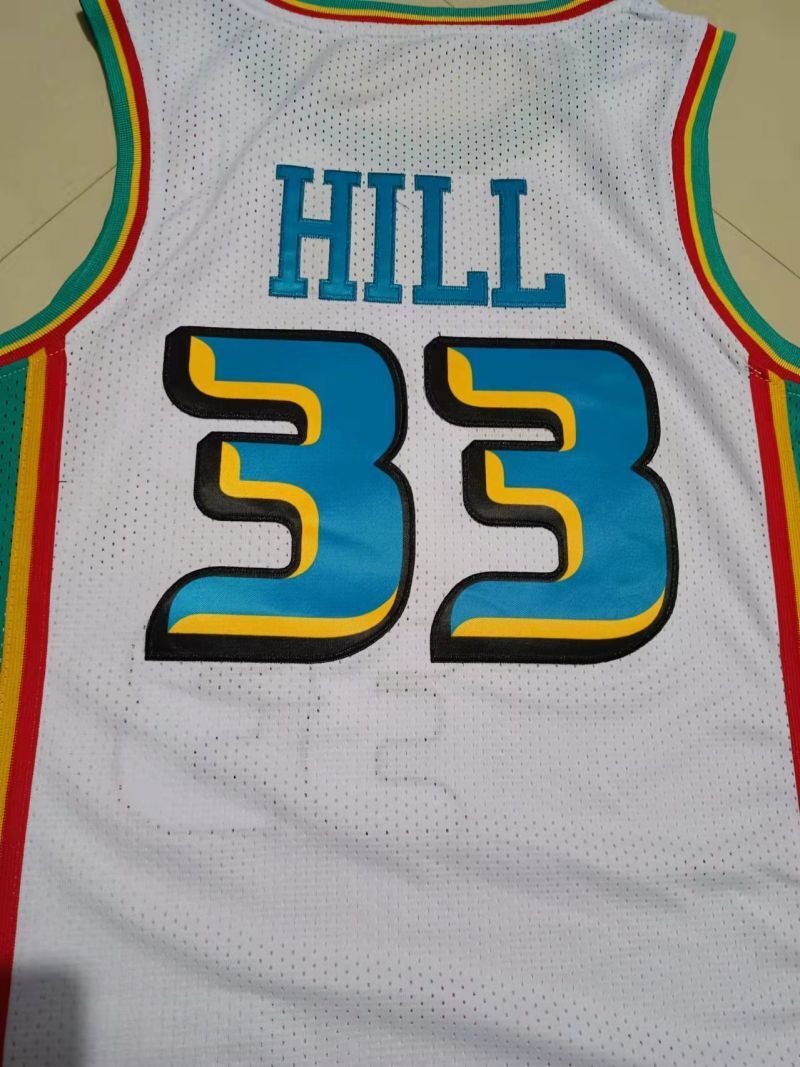Detroit Pistons #33 Grant Hill Pistons 33 # Hill White Retro Jersey Style 1