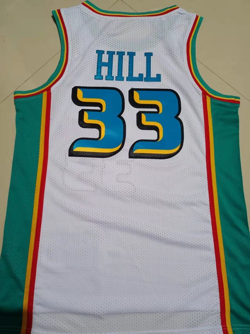 Detroit Pistons #33 Grant Hill Pistons 33 # Hill White Retro Jersey Style 2