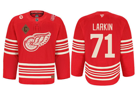 Detroit Red Wings #71 Dylan Larkin Red 2025 Centennial Premium With 100