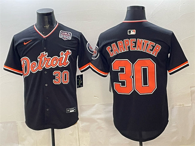 Detroit Tigers #30 Kerry Carpenter Black 2026 Alternate USA 250' Patch Vapor Premier