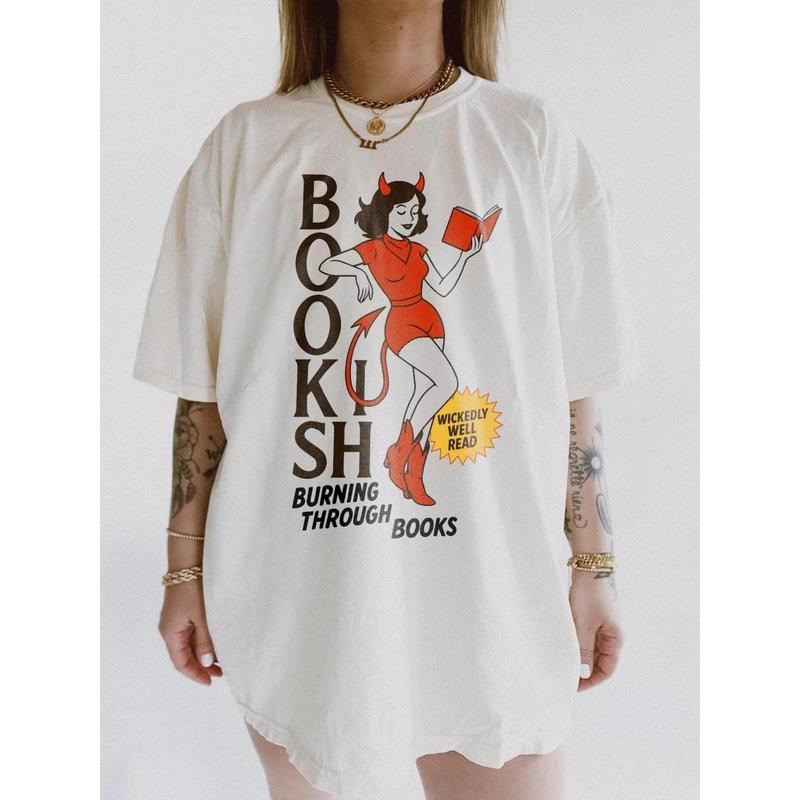 Devil Bookish T-Shirt | Book Lover Shirt Well Read Shirt Dark Romance Books Funny Reader Tee Hot Girls Read Book Club...