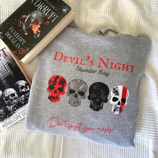 Devil's Night Masks Bookish Sweatshirt and Hoodie Penelope Douglas Dark Romance Merch Book Lovers Gift for Romance Reader...