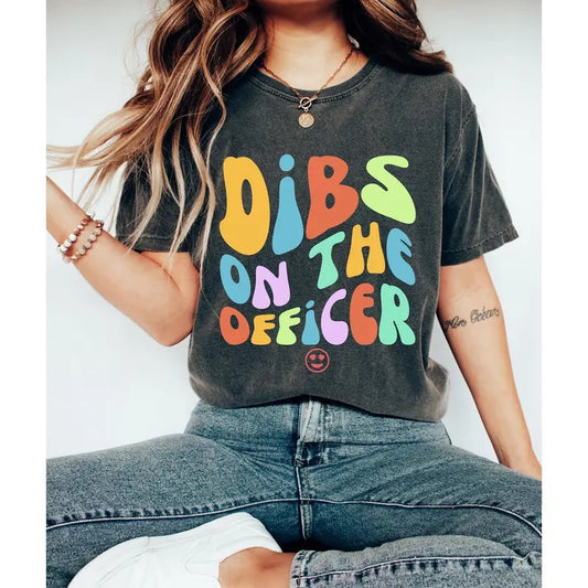 Dibs On The Officer Shirt Police Wife Shirt Police Officer Gift Cop Wife Shirt Back The Blue Shirt Police Girlfriend Thin...
