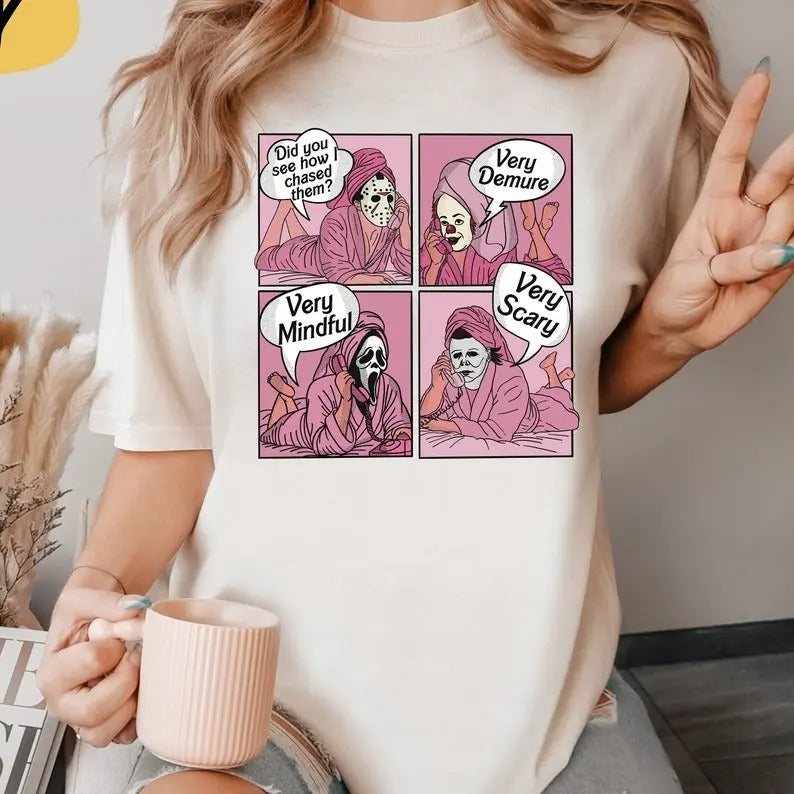 Did You See How I Chased Them T-shirt, Very Demure Very Mindful Very Scary Shirt, Spooky Halloween Shirt, Scary Skeleton...