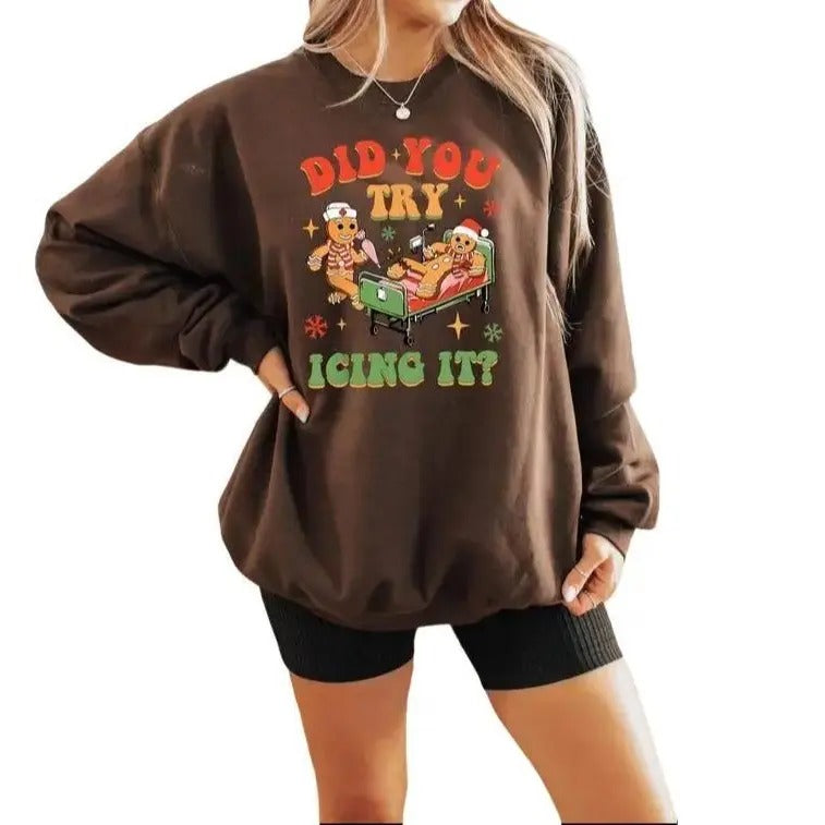 Did You Try Icing It Sweatshirt,hoodie, Nurse Christmas Sweatshirt, Nicu Nurse Shirt, Gingerbread Nurse Crewneck, Funny...