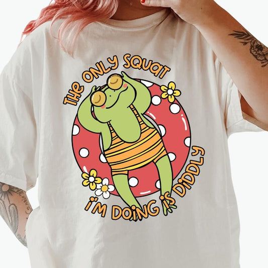 Diddly Squat Frog Graphic T-shirt, vintage graphic shirt Casual Oversized Cotton Shirt for the Comfort Fabric Top...