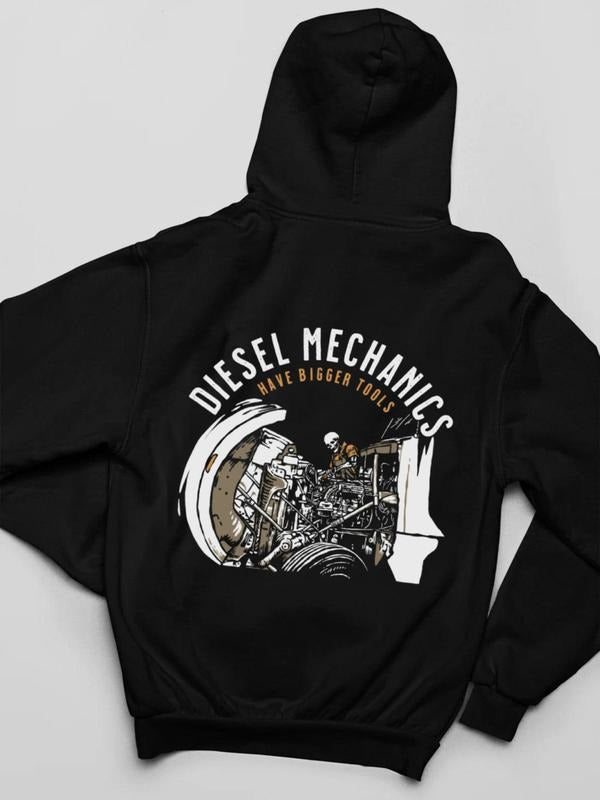 Diesel Mechanics HBT - Hoodie Pullover Casual Hoodie Menswear Tops Stylish Hoodie Long Sleeve T-Shirts, Sweatshirt
